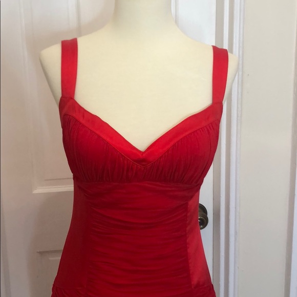 Aidan Mattox nite line red ruched dress - Picture 2 of 7